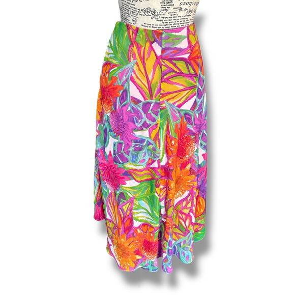 Ralph Lauren Size 6 Colorful Floral Asymmetrical Midi Skirt Tropical Vacation - Picture 6 of 6
